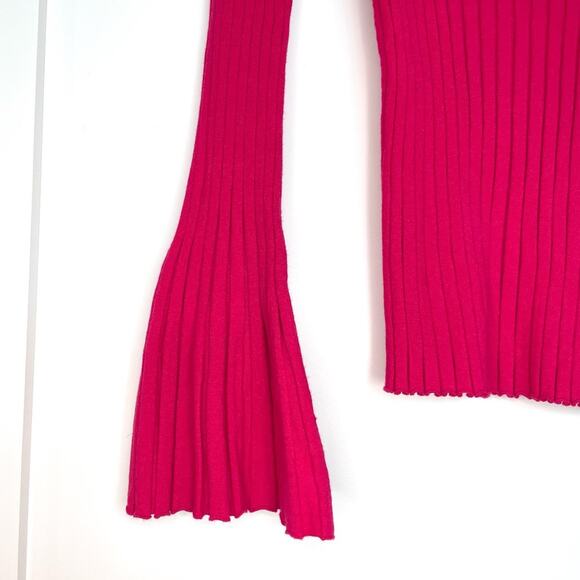 Bailey 44 Cossak Ribbed Bell Sleeve Sweater Hot Pink Size Medium - Picture 6 of 12